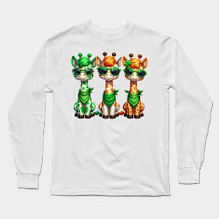 St Patricks Day Trio of Giraffes Long Sleeve T-Shirt